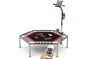 ‎SPORTSTECH Sportstech HTX100 Trampolin, klappbar | Deutsche Qualitätsmarke | Fitness Trampolin mit Haltegriff | Indoor Jumping für Kinder und Erwachsene | TÜV/GS, Sprungzähler, APP
