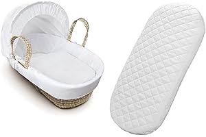 ROYALE LINENS Moses Pram Basket Mattress Extra 4" Thick Super Soft Nursery Classic Foam Mattress Easy to Fit For Baby Pram Crib Bassinet Baskets Value Oval Shape Comfortable Sleep for Babies (67X30X4cm)