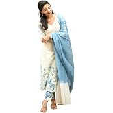ANNI DESIGNER Womenâs Rayon Viscose Straight Printed Kurta with Pant and Dupatta | Elegant Floral Print Kurti Set | Soft Brea