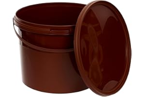 BenBow Eimer mit Deckel 10l braun 5X 10 Liter - lebensmittelecht, stabil, luftdicht, auslaufsicher, geruchsneutral - Aufbewahrungsbehälter aus Kunststoff, mit Henkel - leer