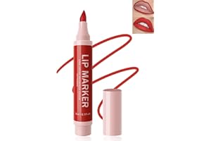 LESTPOLA Rotulador Para Labios Mate Impermeable, 1 Colour Lip Marker, Efecto Tatuaje Natural De Muy Larga Duración, Delineador De Labios No-Transfer, Lápiz Labios Regalo De Maquillajepara Mujeres, Rubí Rojo