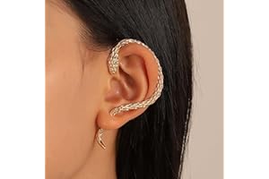 Cubahop 1 Pair Punk Vintage Snake Ear Cuffs Piercing Ear Cuff Earrings Climber Ear Wrap Gothic Exaggerated Earring for Women and Girls (Gold)