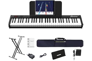‎OYAYO OYAYO 61 Tasten piano keyboard mit Halbgewichteten Tasten und Tastaturständer, digital Klavier mit MIDI-USB-Schnittstelle und Bluetooth Klaviertastatur für Anfänger und Kinder Erwachsene