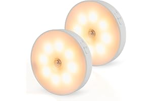Brendz Luz LED con Sensor de Movimiento Redonda, Luz LED, Recargable por USB-C, Magnética, 2 piezas, Blanco Cálido 3000K, Luz Armario inalámbrico, Luz de Noche