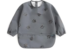 PewinGo Bavaglino per Svezzamento con Maniche Lunghe & BLW, Materiale Morbido e Delicato Sulla Pelle, Impermeabile, Facile da Pulire e Lavabile in Lavatrice, per Neonati, Bambini