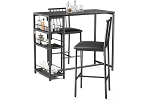 Xbro Bbord set i 3 delar, barbord med barstol, set köksbord med stolar för kök, matsal, bistro, etc. matbord och 2 stolar med ryggstöd och stoppning