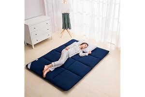 DSAOTENG Floor Mattress Single, Soft Breathable Futon Mattress Japanese Tatami Mat Portable Roll Up Mattress Thick Folding Sleeping Bed Pad for Student Dormitory Bed (Dark Blue,90X200CM)