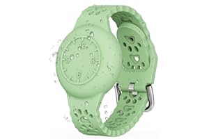 SICHY Pasek kompatybilny z AirTag dla dzieci, uchwyt na bransoletkę Air-Tag, regulowany pasek do zegarka GPS, miękki silikon, wodoszczelny, etui ochronne dla dzieci (zielony)