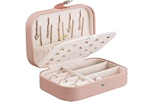 LATIT Jewellery Box Organiser Three Layers PU Leather Jewelry Storage Case for Rings Earrings Necklace Bracelets Faux Leather Jewelry Gift Box Girls Women (Pink)