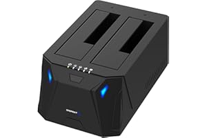SABRENT Boitier Disque Dur 3.5 Adaptateur SATA to USB 2,5"/3,5", 2 Baies SSD/HDD vers USB 3.0, Boitier Disque Dur 3.5, Clonage Hors Ligne, Supporte UASP, câble Inclus avec Alimentation (EC-HD2B)