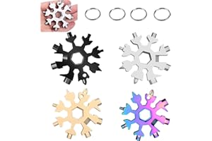 PTBWS 4pcs Snowflake Multitool 18-in-1,Multi-Tool in Portatile,Chiave per Fiocco di Neve, Strumento Fiocco di Neve in Acciaio Inossid, per Viaggi in Campeggio