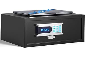 Grimtron Hotel Safe Box (1.36 cu. ft.) with Audit Function, Administrator Password, Silent Mode, LED, and Backlit Keyboard for Documents, Laptop Safe for IPhone, Smart Watch