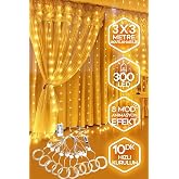 Senon Kumandalı Peri Tel LED Aydınlatma 300 LEDLİ Perde Işık 10 Sa&ccedil;aklı 3x3 Metre Dekoratif Duvar Işığı USB Kablolu
