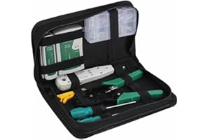 JUSTOP RJ45 Ethernet Network Tool Kit Including Cable Tester Crimping Crimper Stripper Cutter Puch Down Tool And Screw Drivers 10x RJ11/RJ45 Connectors With Holder Case (Pro Kit 1)