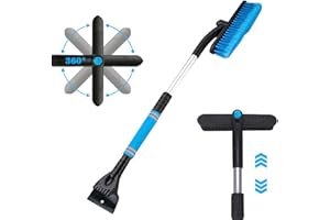ZHSIHAI Rascador de Hielo Cepillo, Cepillo de Nieve para automóvil, Cepillo de Nieve rascador de Hielo, raspador de Hielo para automóvil 2 en 1, Cepillo para Nieve Extensible para AutomóViles. (Azul)
