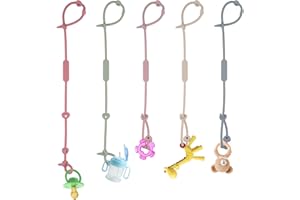 WINKIO 5 PCS Schnullerkette Silikon, Cup Catcher Baby, Kinderwagen Spielzeug Kette BPA-frei, Schnullerband für Spielzeug, Kinderwagen, Autositze