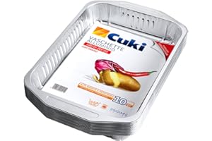Cuki Vaschette Alluminio - Ultra Forza - con manici - 6 porzioni - rettangolari [RS86G] - Formato convenienza - 1 confezione da 10 pezzi