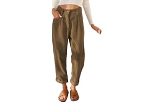 BLENCOT Womens Trousers Casual High Waisted Autumn Trousers with Pockets Straight Leg Corduroy Pants for Women（S-2XL）
