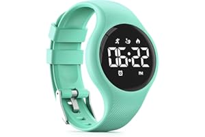 FOCWONY LED Digital Waterproof Pedometer Watch, Non-bluetooth Fitness Tracker, Step Counter, Distance, Vibrating alarm clock, Stopwatch, Great Gift for for Kids Childrens Teen Girls Boys Women