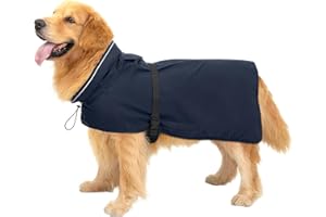 Manteau de Pluie Imperméable pour Chien Zellar, Adjustable et Léger avec Bande Réfléchissante & Passage pour la Laisse, Enfilage Facile, Manteau Chien Imperméable pour Chiens Moyens et Grands, L Bleu