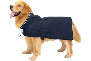 Chubasquero para Perro Zellar, Impermeable y Ajustable, Ligero con Franja Reflectante y Abertura para Correa, Cierre Fácil de Poner, Chubasquero Transpirable para Perros Medianos y Grandes (M, Azul)