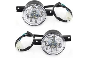 TOTMOX 12V LED ATV Front Headlight, 1 Pair High Bright White Light Safety Lamps for Night Riding, Universal For 110cc 125cc Engine ATV Quad 47 LED Light Beads Headlight