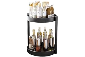 AIQII Estante de especias giratorio de 2 niveles de 360°