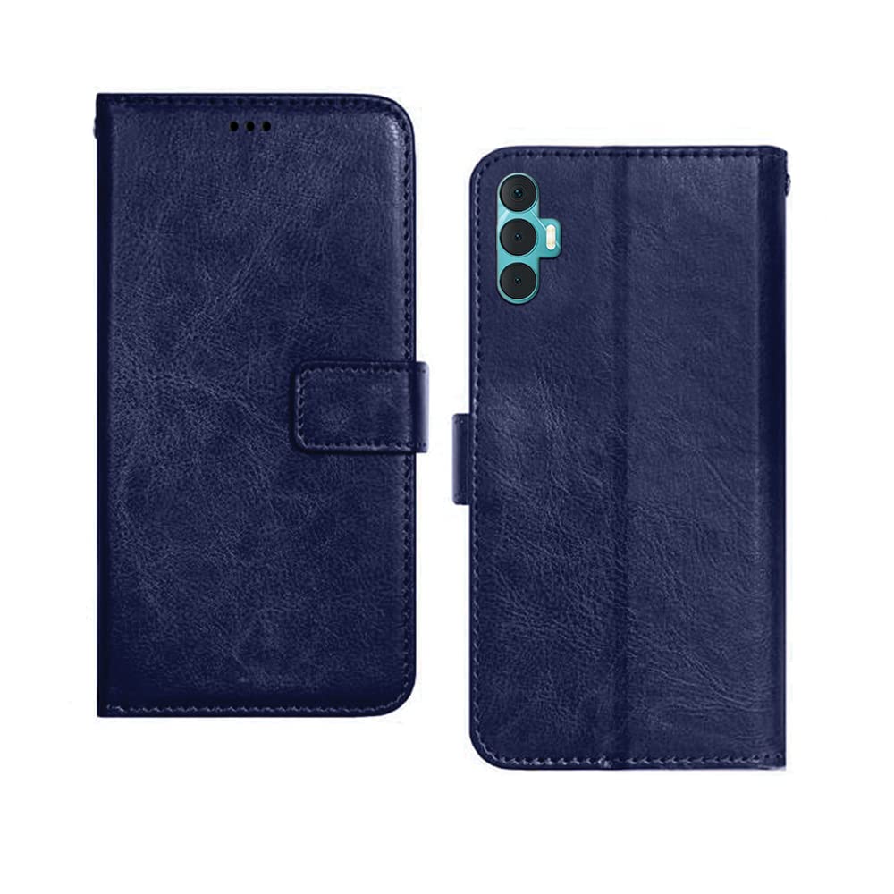 Inktree Tecno Spark 8 Pro Flip Case | Premium Leather Finish Flip Cover | with Card Pockets | Wallet Stand |Complete Protection Flip Cover for Tecno Spark 8 Pro - Blue