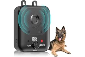 TYVIFKE Ultrasuoni Antiabbaio, 3 Livelli Dispositivo Anti Abbaio Cani, Impermeabile Ricaricabile Ultrasuoni per Cani Portata 33 Piedi, Interni & Esterni - Anti Abbaio per Cani Piccola Media e Grossa Taglia