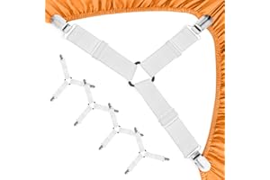ZAOHUI 4 Pcs Bed Sheet Clips for Bedding, Fitted Sheet Clips, Universal Bed Sheet Holder Lock Grippers, Trilateral Mattress Sheet Clips Straps for Fixing Sheets (White)