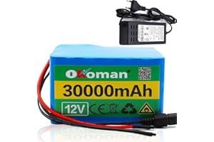 OKOMAN (Livraison en 5-7 Jours)Paquet de batterie au Lithium 12 V 30Ah 3S12P pour lampe au xénon inverseur réverbère solaire voiture de tourisme Etc + chargeur