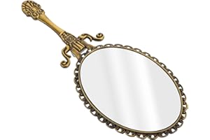 FOMIYES Hand Mirror Vintage Handheld Mirror Travel Folding Mirror Salon Barber Hairdressing Mirror Cosmetic Mirror for Pocket Purse Birthday Gift