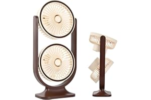 FOCENAT 2 in 1 Ventilatore da Tavolo Ventilatore USB Portatile Mini Ventilatore da Scrivania Rotazione di 360° Ventilatore a Batteria Ricaricabile con 3 Velocità per Ufficio Casa Campeggio Desktop (Marrone)