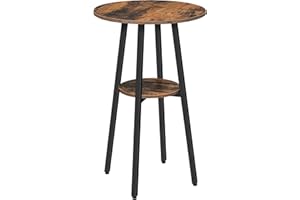 ‎HOOBRO HOOBRO Bartisch, Hoher Tisch, Bistrotisch, Kleiner Stehtisch mit 2 Runden Tischplatten, für Küche, Wohnzimmer, Bar, Vintagebraun und Schwarz EBF55BT01
