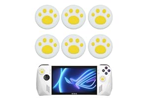 GIOPUEY Copri Analogici Compatibile con ASUS ROG Ally, 6 Pezzi Silicone Joystick Thumb Stick Grips Cap Cover Case Custodia protettiva, Morbida e antiscivolo - White/Yellow