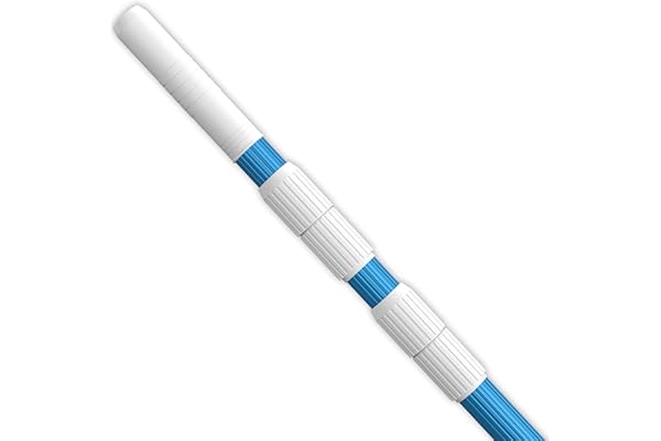 Greenerever Perche de Piscine 450 cm en Aluminium pour Filets Skimmer Tige Télescopique Têtes d’Aspiration pour Tuyaux Râteaux Brosses | Longueur Réglable | 1,3 mm Perche Épaisse | Finition Bleue