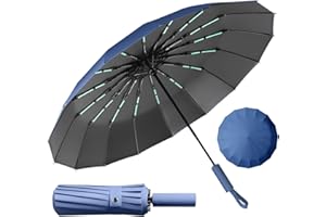 LENDOO Ombrello Pieghevole Antivento,Ombrello Automatico Ombrello Compatto Pieghevole a 16 Costole, Grande Ombrello Tascabile Con Apertura Automatica, Antivento Anti UV