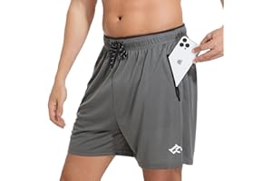 LORSPORTCH Pantalones Cortos de Gimnasio para Hombre Correr Deportivos Bolsillos con Cremallera