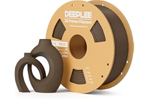 Filamento PLA Basic DEEPLEE 1,75 mm para impresoras 3D. Precisión ±0,02 mm. Bobina perfecta, sin atascos. Ideal para principiantes. Compatible mayoría FDM,Marrón 1KG