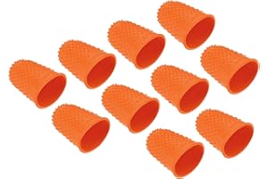 ‎PATIKIL PATIKIL 0.87" 10Pack Gummi Fingerspitze Silikon Daumen Fingerkuppen Schutz Abdeckungen Schutzpolster Fingerhut Griffe für Büro Zählen Nähen Orange XL Größe
