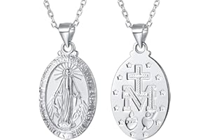 FaithHeart Medalla Milagrosa de Santa Virgen María Collar Plata de Ley 925 de Mujeres Colgante Encanto de Madres Joyería Religiosa de Protección para Familias