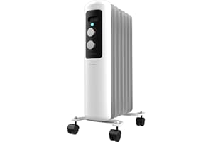 Cecotec Radiador Eléctrico de Aceite Bajo Consumo de 7 Módulos ReadyWarm 750 Space White. 1500W, 3 Niveles de Potencia, Sistema de seguridad y Ruedas, Ideal para 15m², Blanco