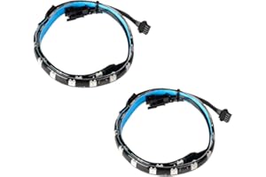 J&D Bande lumineuse à LED PC RVB, 2-Paquet Bandes Lumineuses Adhésives Magnétiques Extension avec RGB 4Pin pour Boîtier Mère/Ordinateur, Compatible avec Lampe Mystique Asus Aura/Asrock Aura RVB