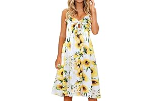 FANCYINN Vestidos Mujer Verano Casual Fiesta Media Pierna Bandage Floral Vestidos Midi Mujer