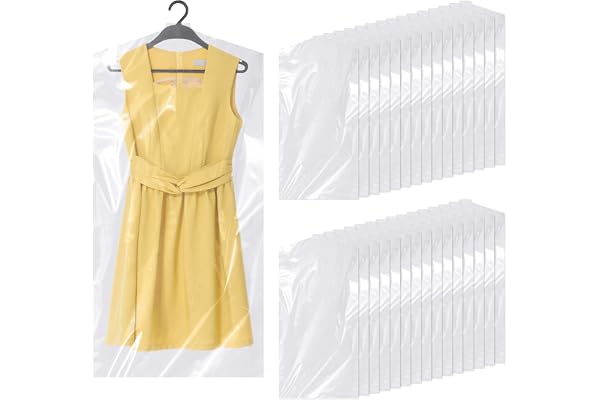 Hejo 30-pack plastkläderskydd, 60x120 cm genomskinliga kläderpåsar att hänga, kemtvättspåsar, plaggpåsar, dammtäta plaggskydd för kläder skjorta jacka kostym tröja