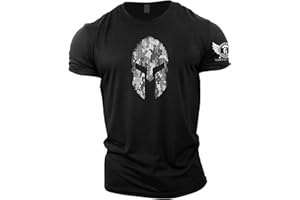 GYMTIER Spartan Forged - Camiseta de gimnasio con diseño de casco espartano con camuflaje hexagonal, para hombre, adecuada para culturismo, entrenamientos