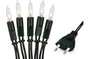 Hellum catena luminosa interno, luci natale, 10 Lampada chiare calde, lunghezza illuminata 1,35m, Colore del cavo verde, 831115