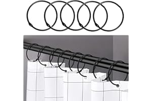 WEKIWGOT 24 Piezas Anillas para Cortina de Ducha de Acero Inoxidable (Negro)