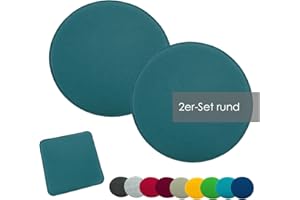 ‎HEIMTEXLAND heimtexland ® 2er Pack Sitzkissen Filz Stuhlkissen Bodenkissen Polster Stuhlauflage Indoor Outdoor Kissen rund Typ631 Filzkissen Petrol 35x35 cm 2 Stück
