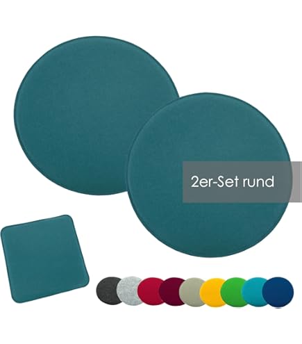 Brandsseller 4-delige set zitkussens van vilt 35x35x2 cm – Slijtvaste en robuuste stoelkussens voor binnen & buiten – Rond – Groen